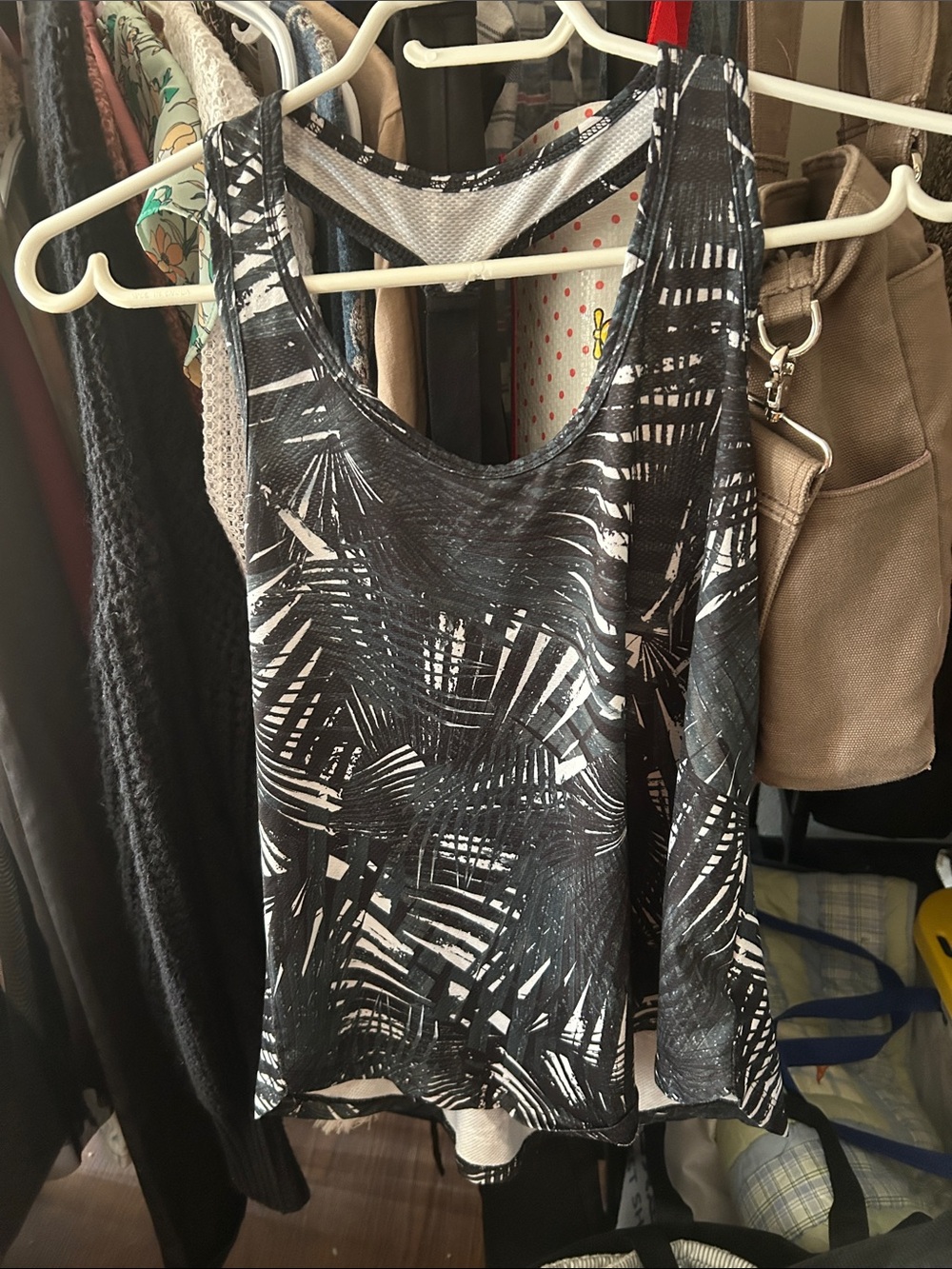 Old Navy Black and White Patterned Racerback Tank